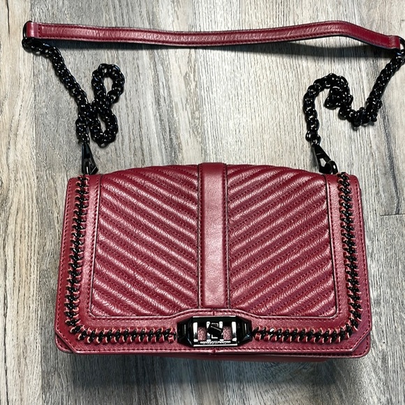 NWOT Rebecca Minkoff Dark Cherry Quilted Crossbody with Inset Chain - Picture 1 of 14